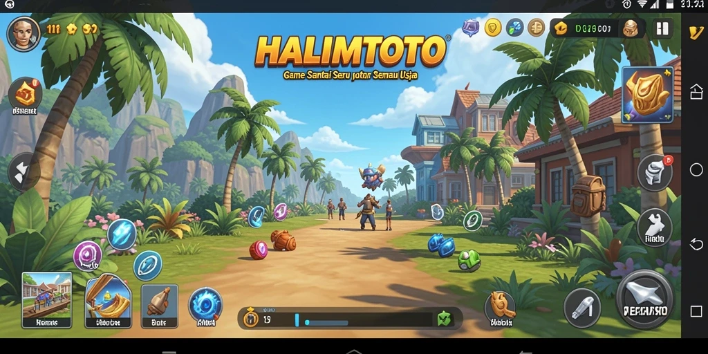 Tampilan gameplay <strong>HALIMTOTO</strong> yang ceria dan penuh warna.