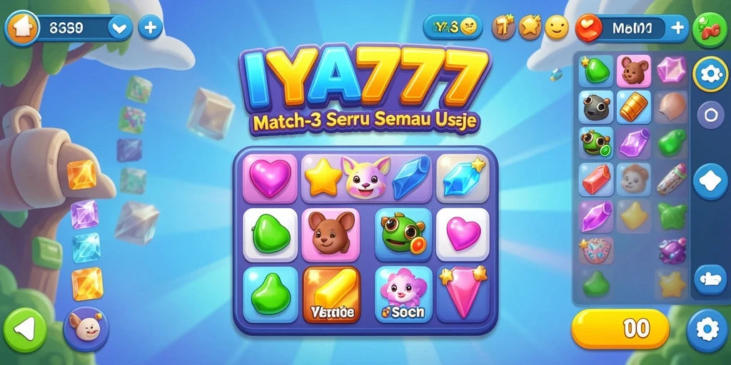 Screenshot dari gameplay Match-3 yang menarik dan penuh warna.