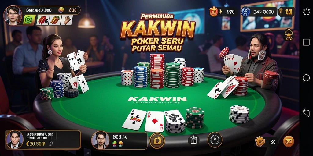 Screenshot utama KAKWIN menampilkan aksi seru permainan poker.