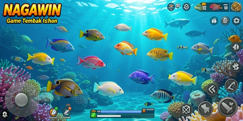 Tangkapan layar gameplay NAGAWIN yang penuh aksi Tembak Ikan.