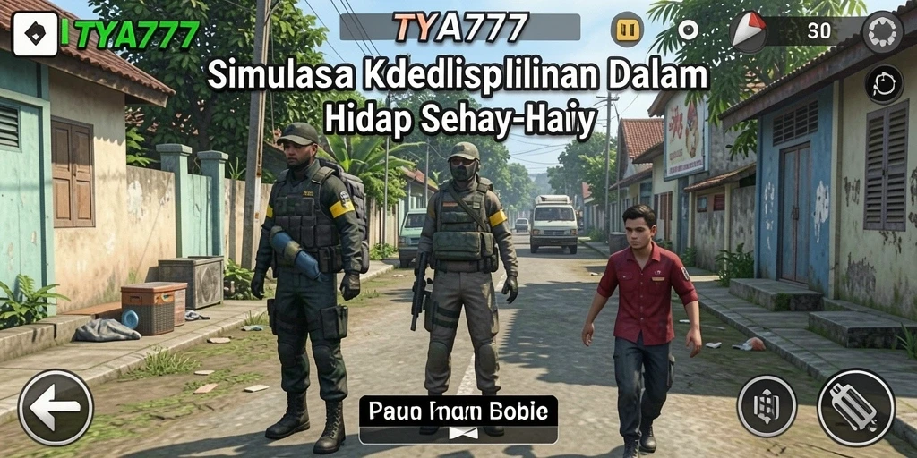 Tampilan gameplay mendalam dari TYA777 dalam simulasi kehidupan sehari-hari.