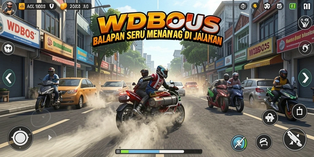 Gameplay balapan seru dengan kendaraan dan trek yang menantang.